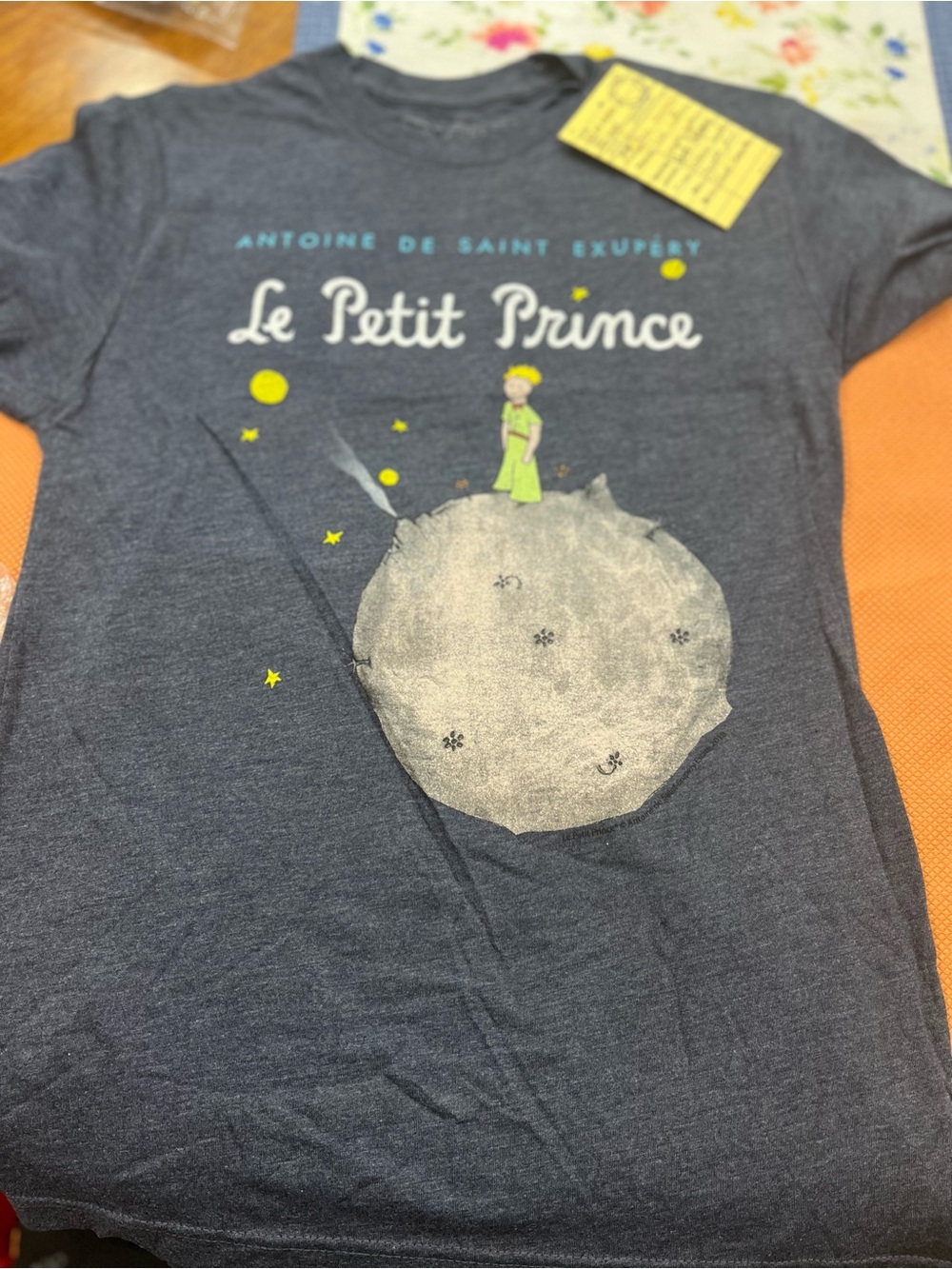 Out of Print Navy Le Petit Prince Tee with Yellow & Turquoise Accents
